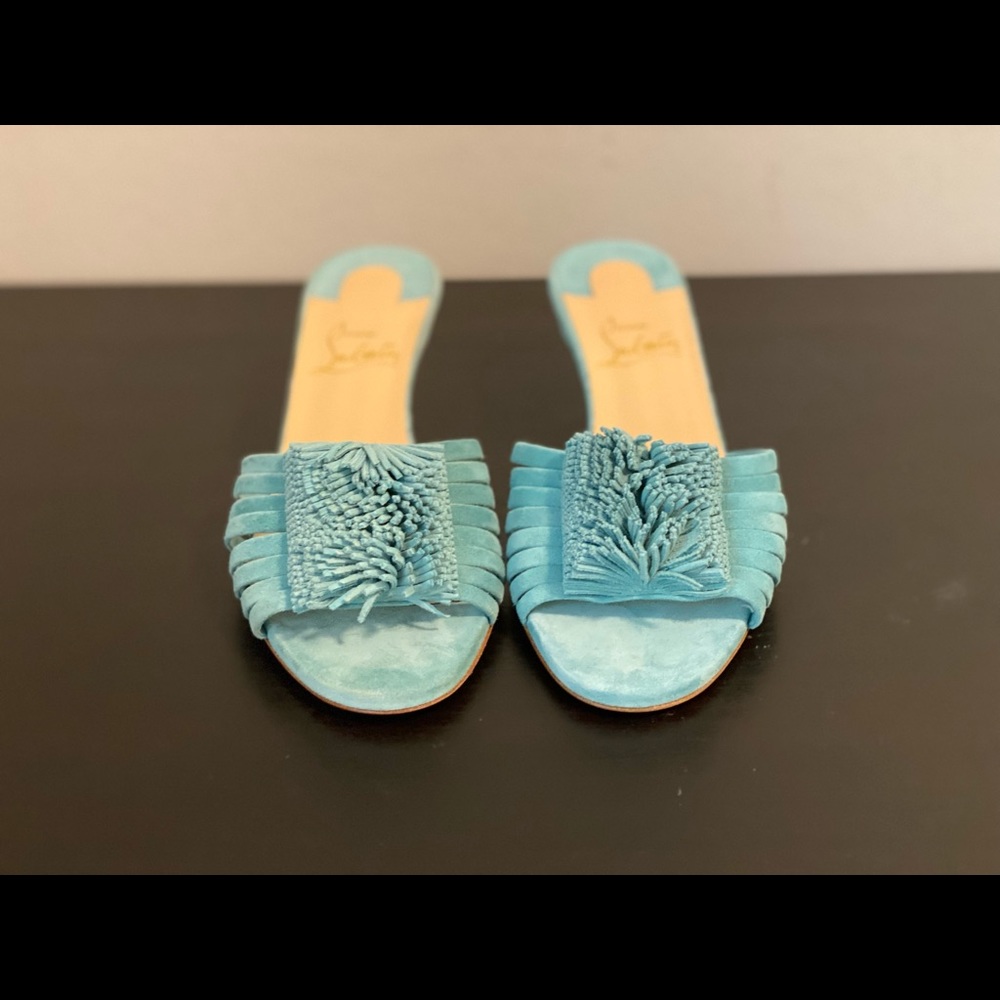 CHRISTIAN LOUBOUTIN BELBROSSA 55 TURQUOISE SUEDE. Brand NEW never worn. - Picture 7 of 13